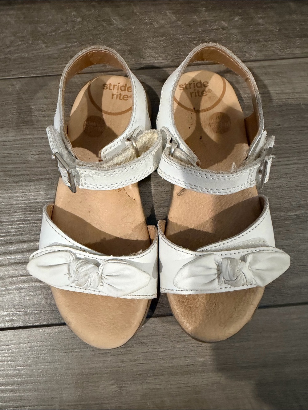 Stride Rite White Girls' Bow Strap Sandals